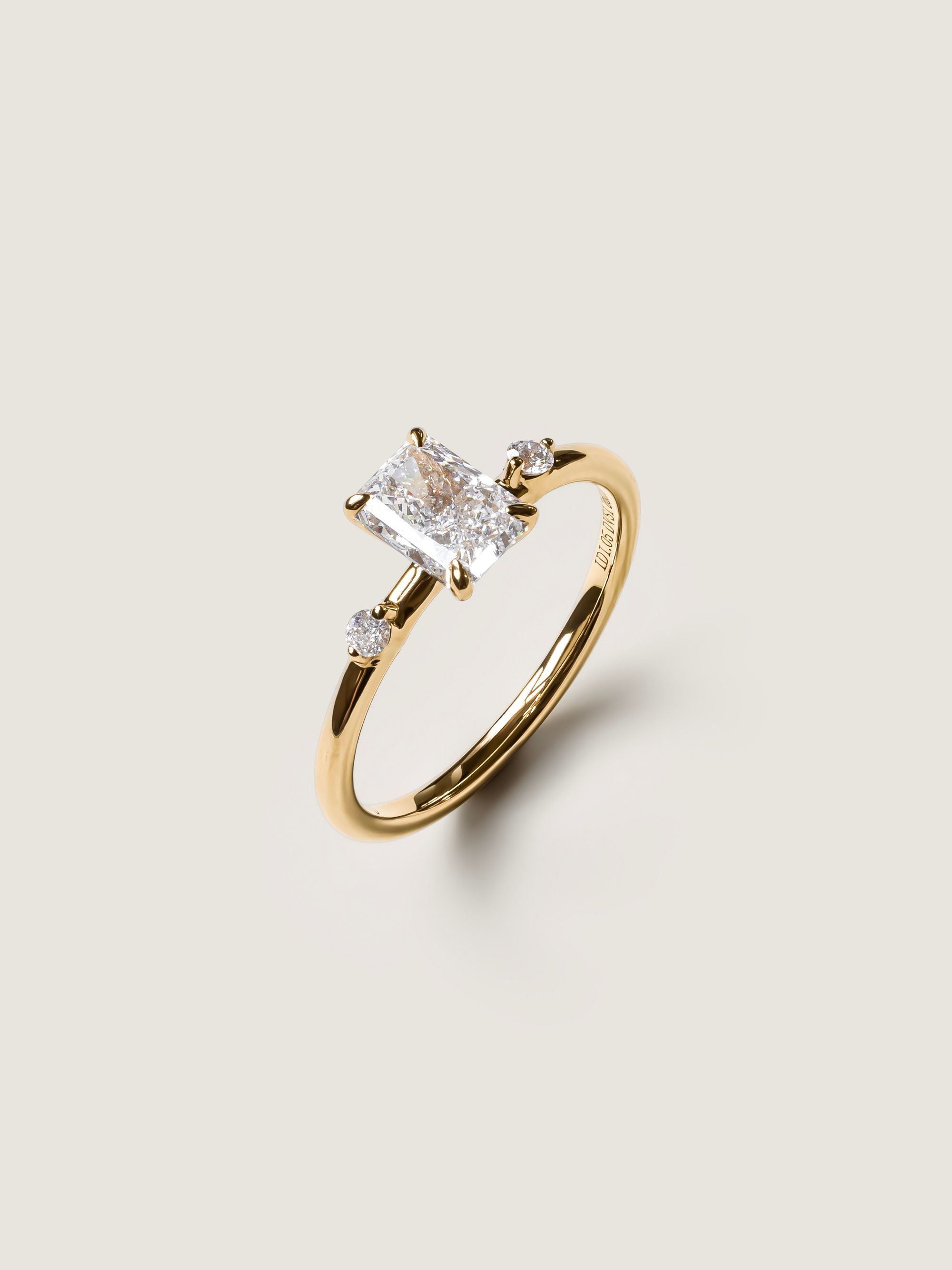 1 CT - 3 CT Radiant Cut Lab grown Diamond Side Stones Engagement Ring