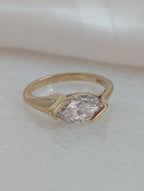 1.5 CT Marquise Cut Half Bezel Solitaire Moissanite Engagement Ring