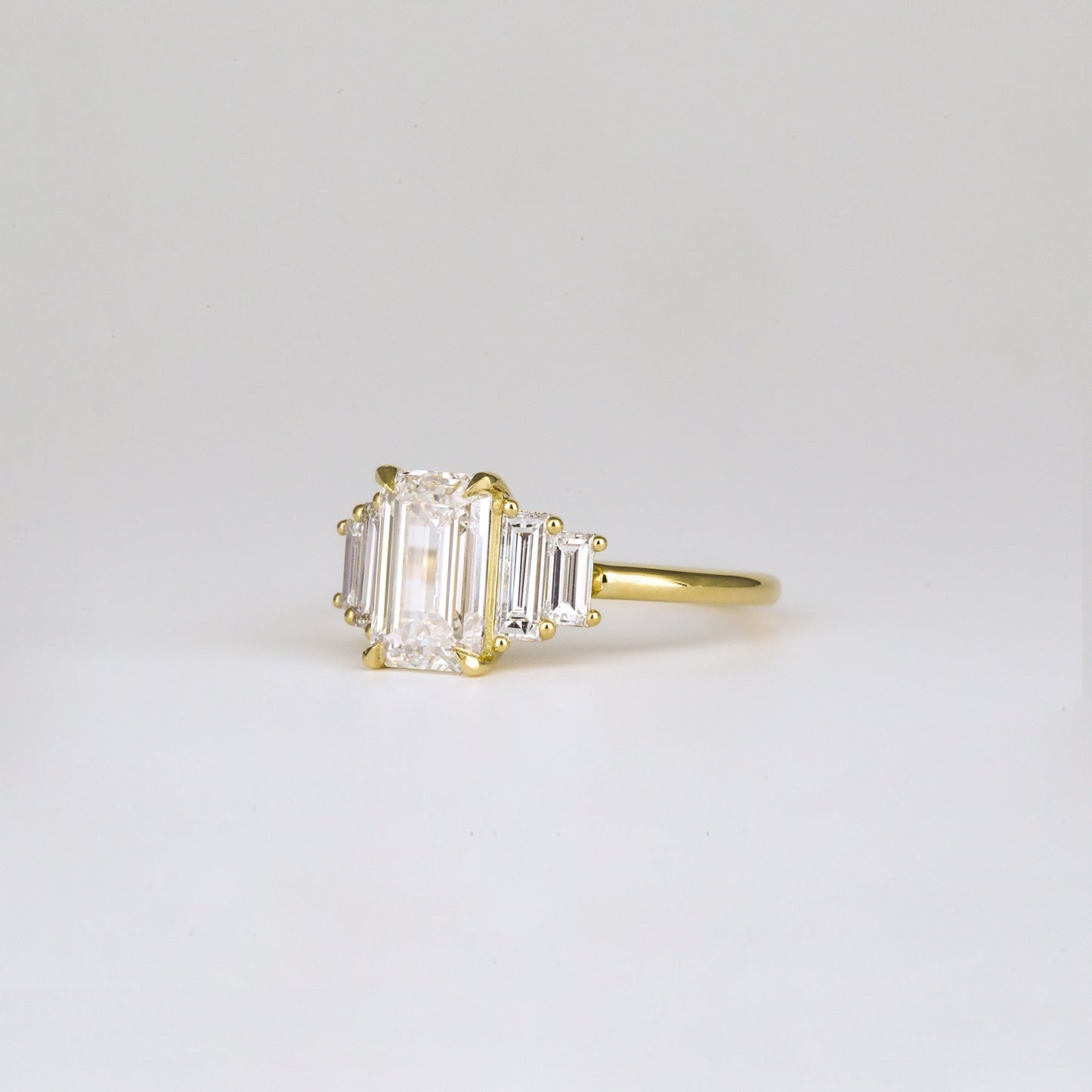 1.82 CT - 2.82 CT Emerald Cut Lab grown Diamond Five Stone Engagement Ring