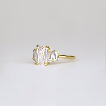 1.82 CT - 2.82 CT Emerald Cut Lab grown Diamond Five Stone Engagement Ring