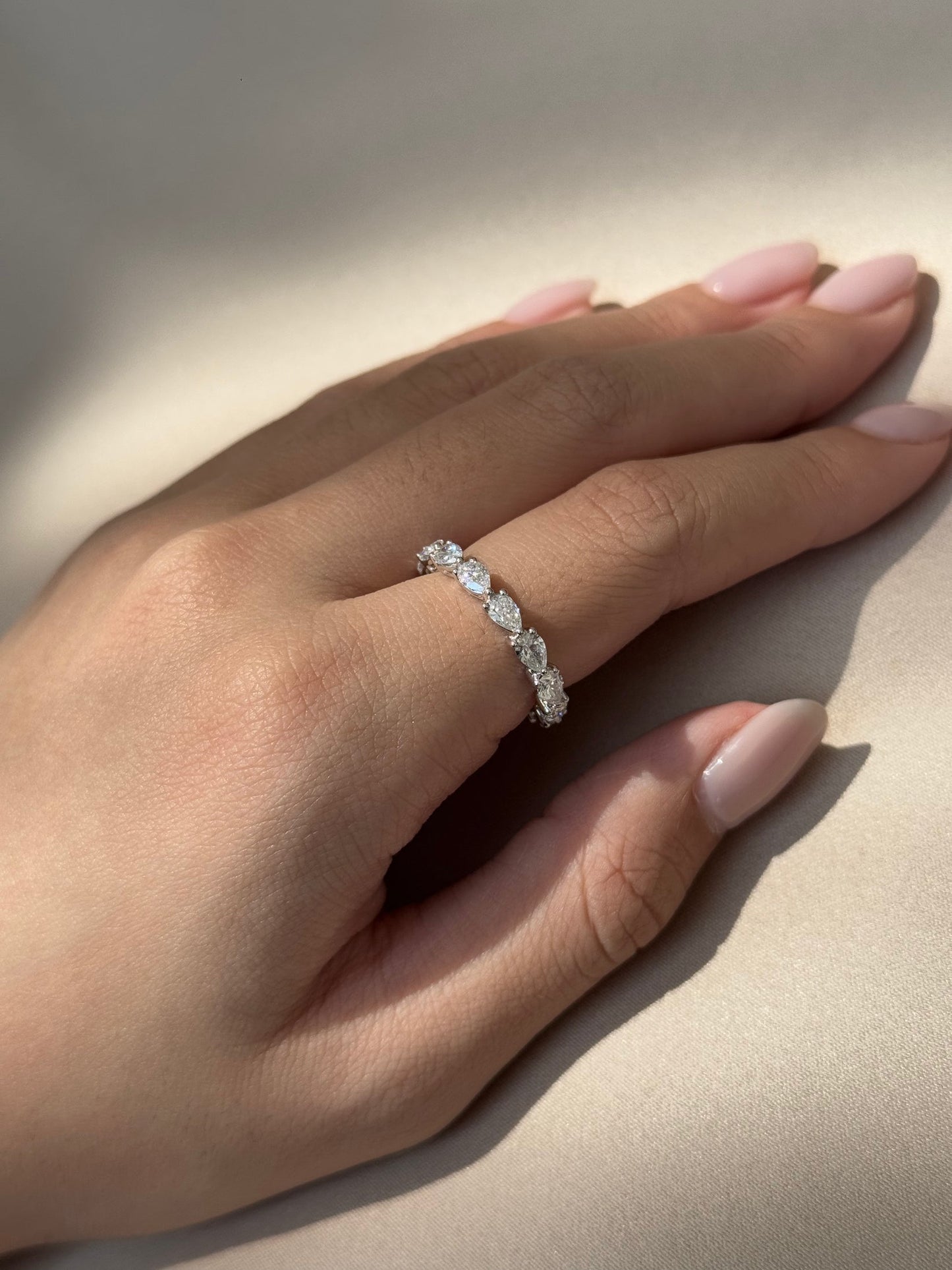 2.18 TCW Pear CVD Diamond Full Eternity Wedding Band