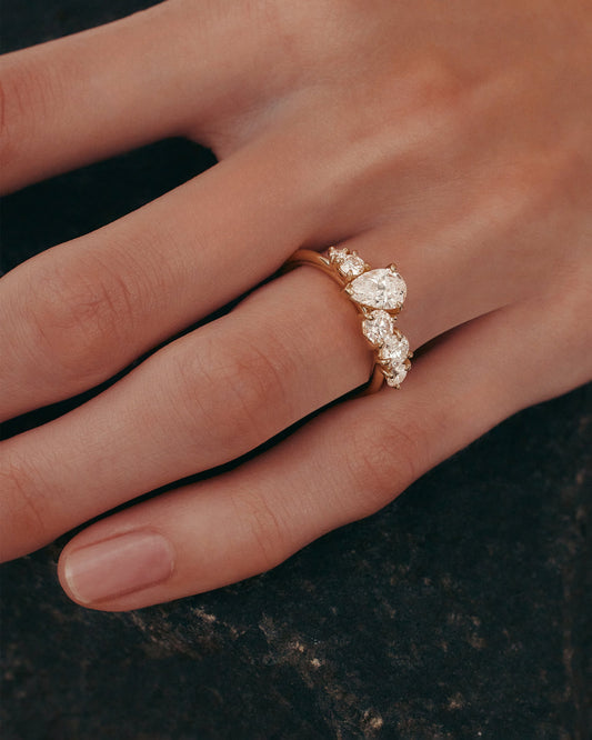 0.7 CT Pear Cut Lab grown Diamond Cluster Engagement Ring