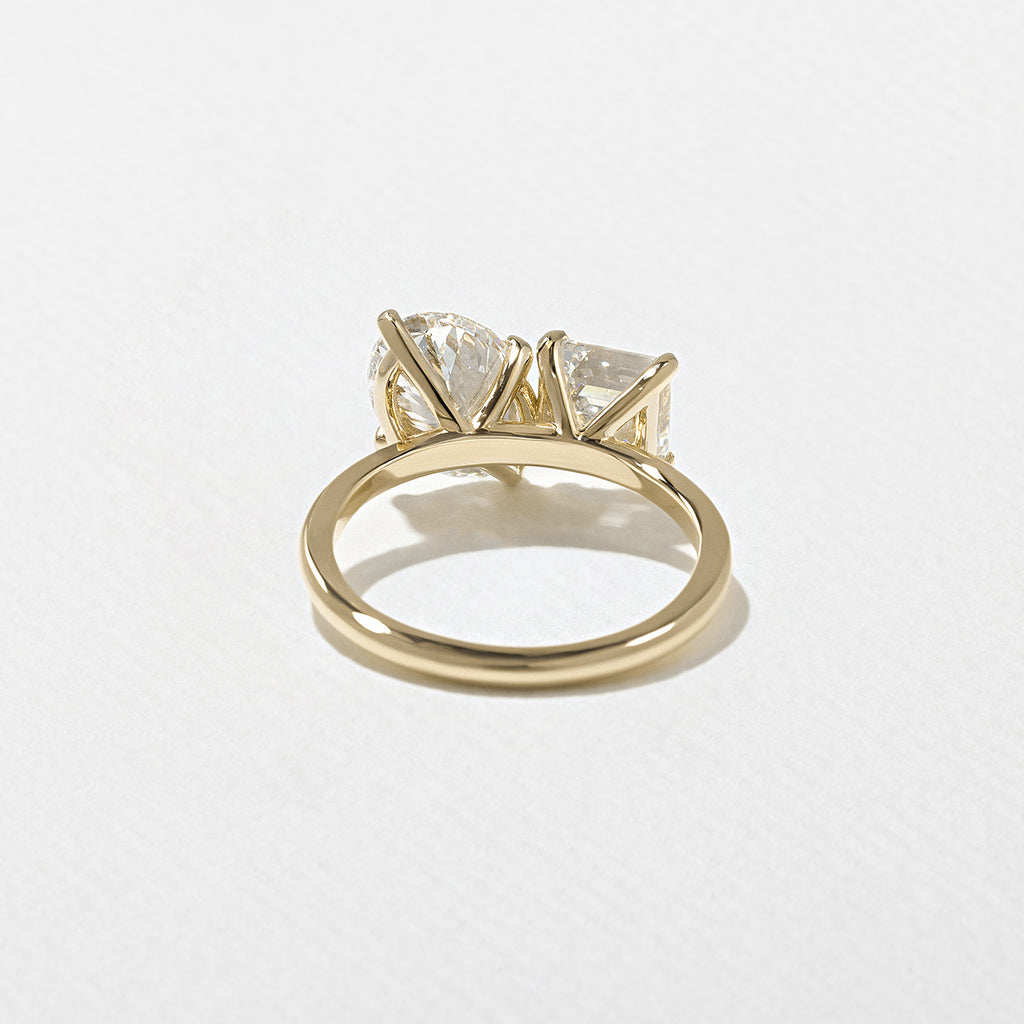3.7 TCW Oval & Asscher Cut Lab grown Diamond Two Stone Engagement Ring