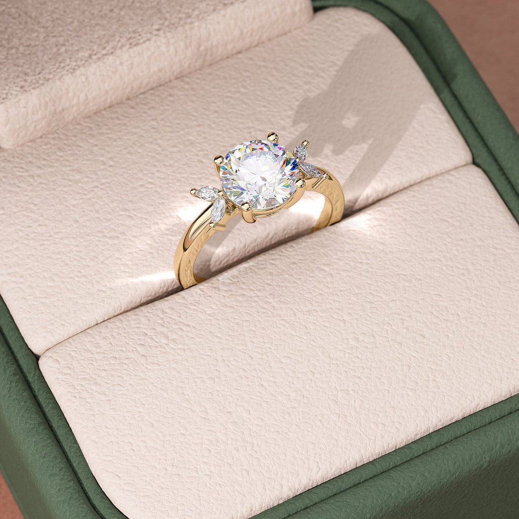 2 CT Round Cut Five Stone Cluster Moissanite Engagement Ring