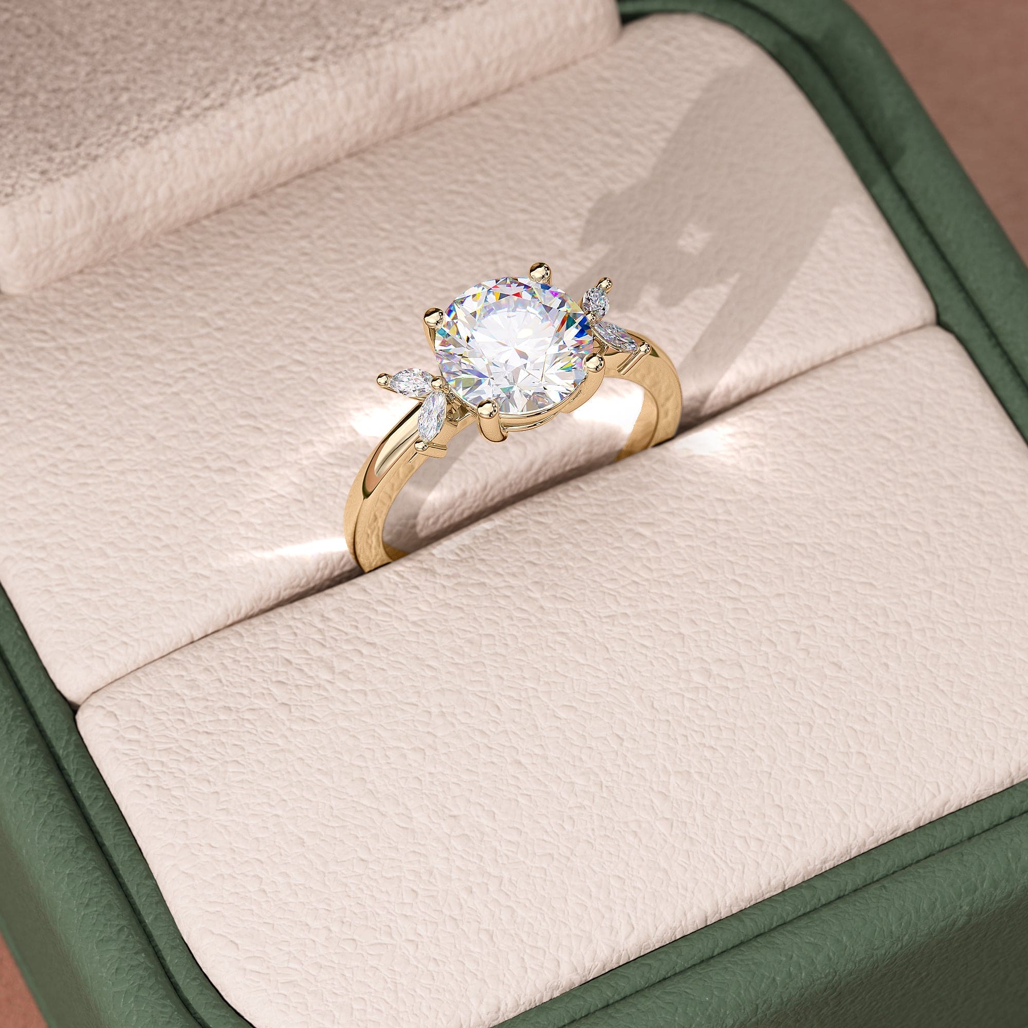 2 CT Round Cut Five Stone Cluster Moissanite Engagement Ring