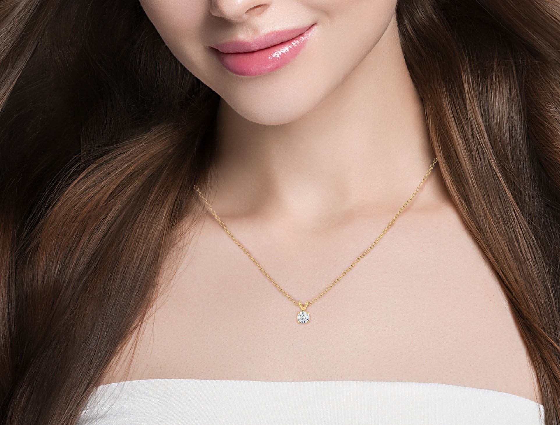 0.59 CT Round Cut Moissanite Diamond Solitaire Necklace