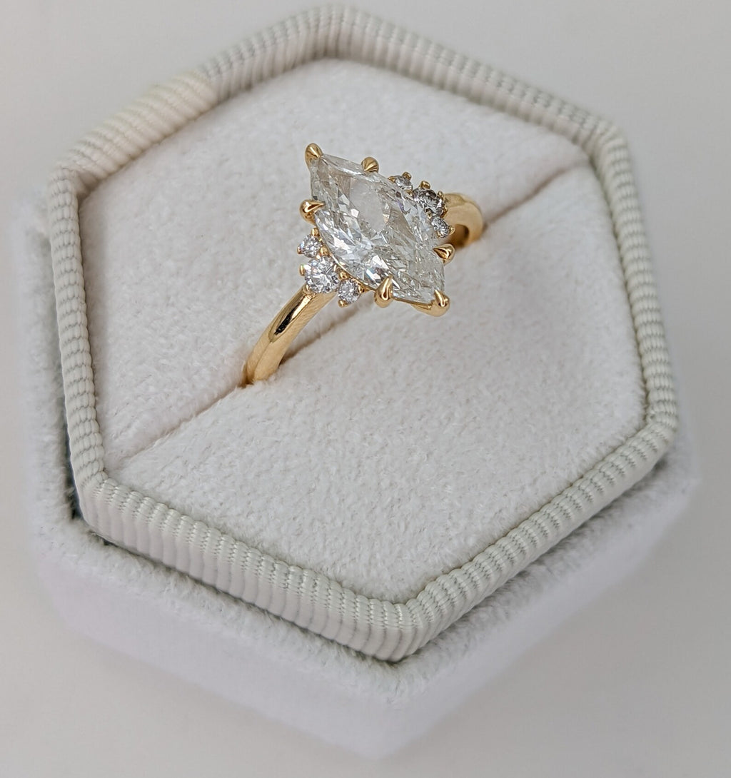 2 CT Marquise Cut Cluster Moissanite Engagement Ring