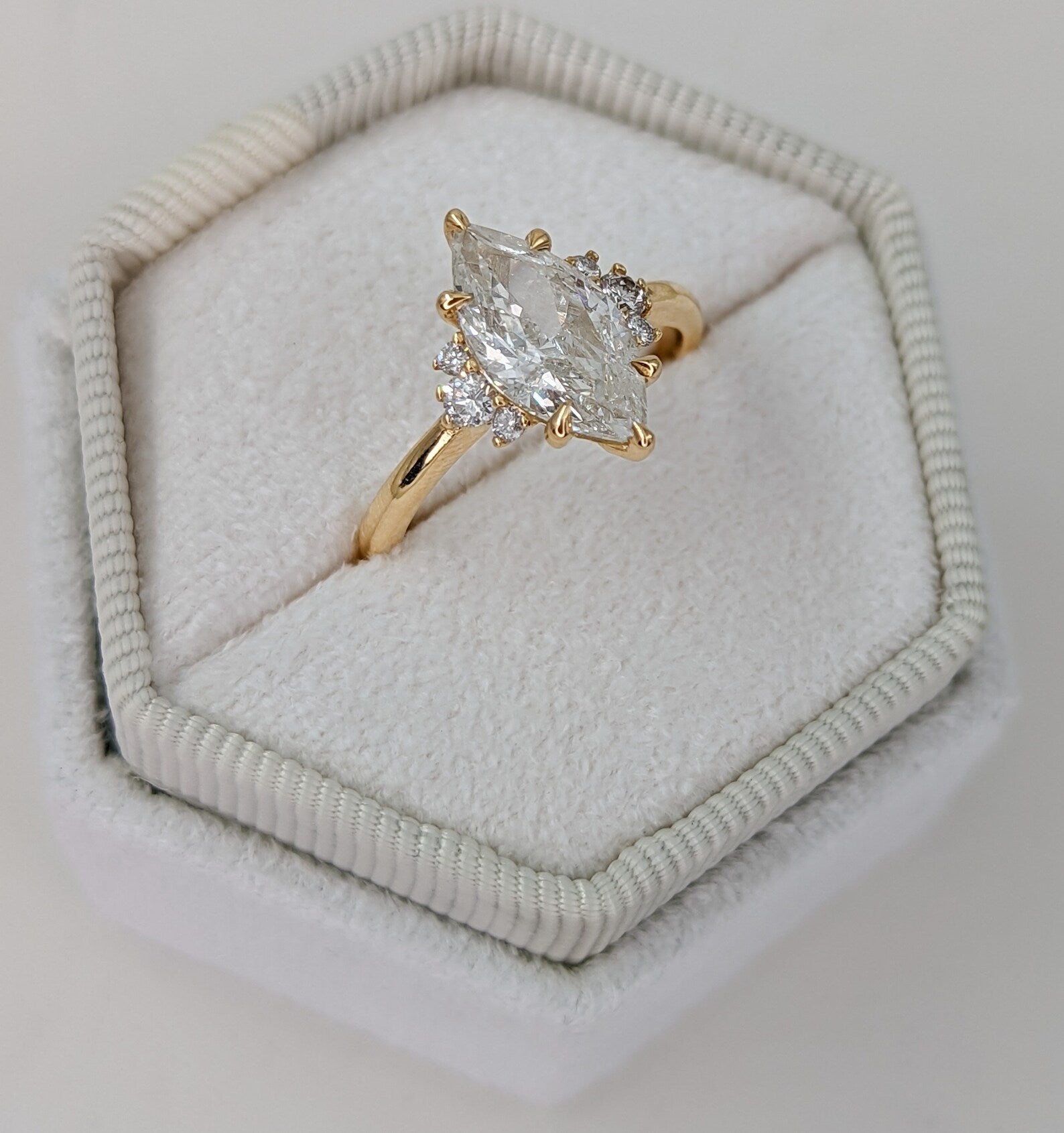2 CT Marquise Cut Cluster Moissanite Engagement Ring