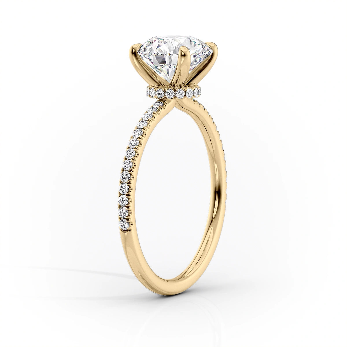 2 CT - 3 CT Round Cut Hidden Halo Pave Moissanite Engagement Ring