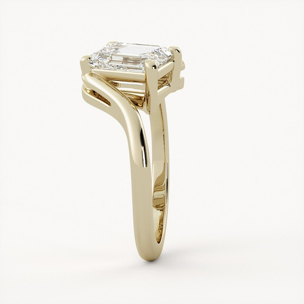 1.75 CT Emerald Cut Lab grown Diamond Side Stone Engagement Ring