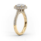 2 CT - 3 CT Pear Cut Halo Pave Set Moissanite Engagement Ring