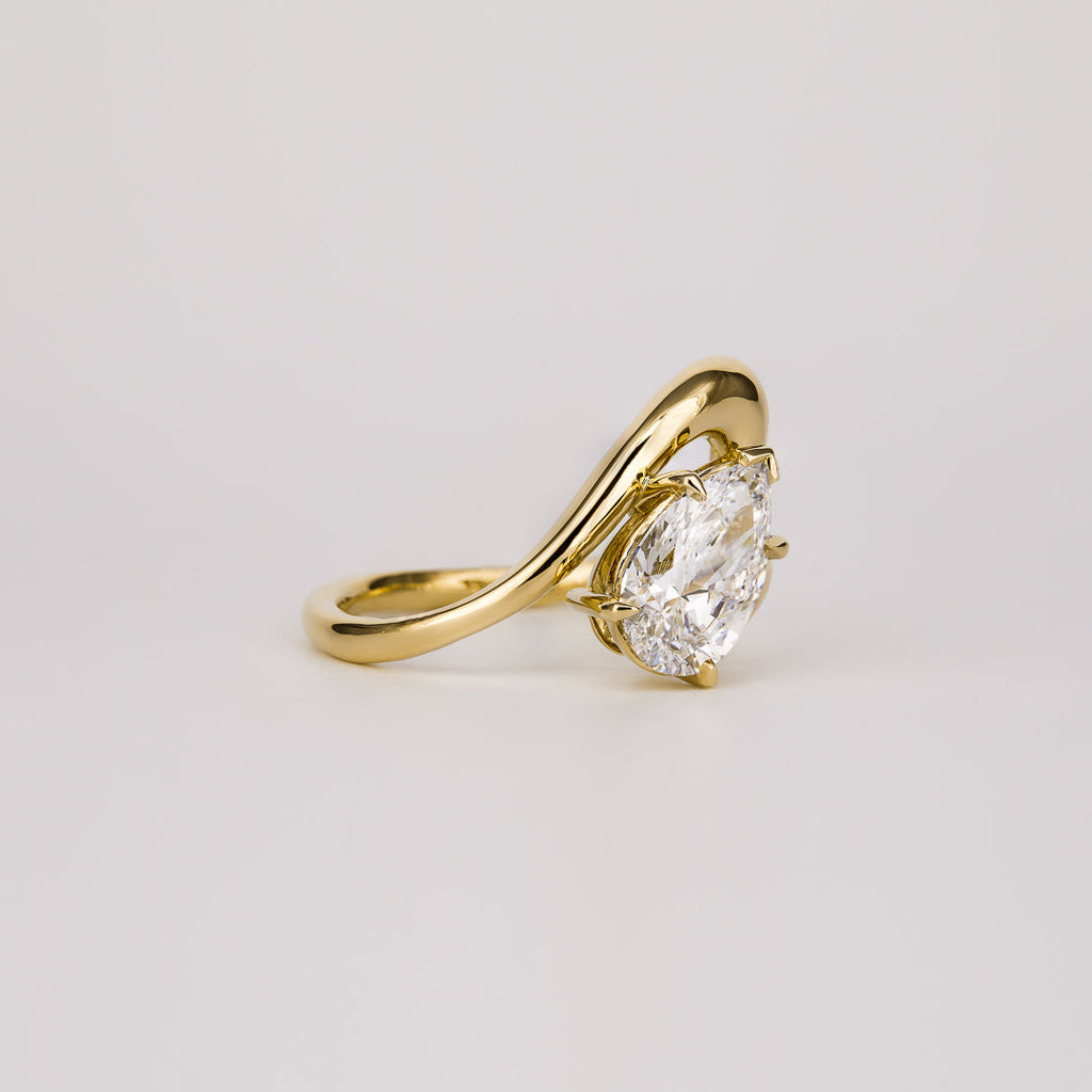 1.54 CT - 3.54 CT Pear Cut Lab grown Diamond Unique Engagement Ring