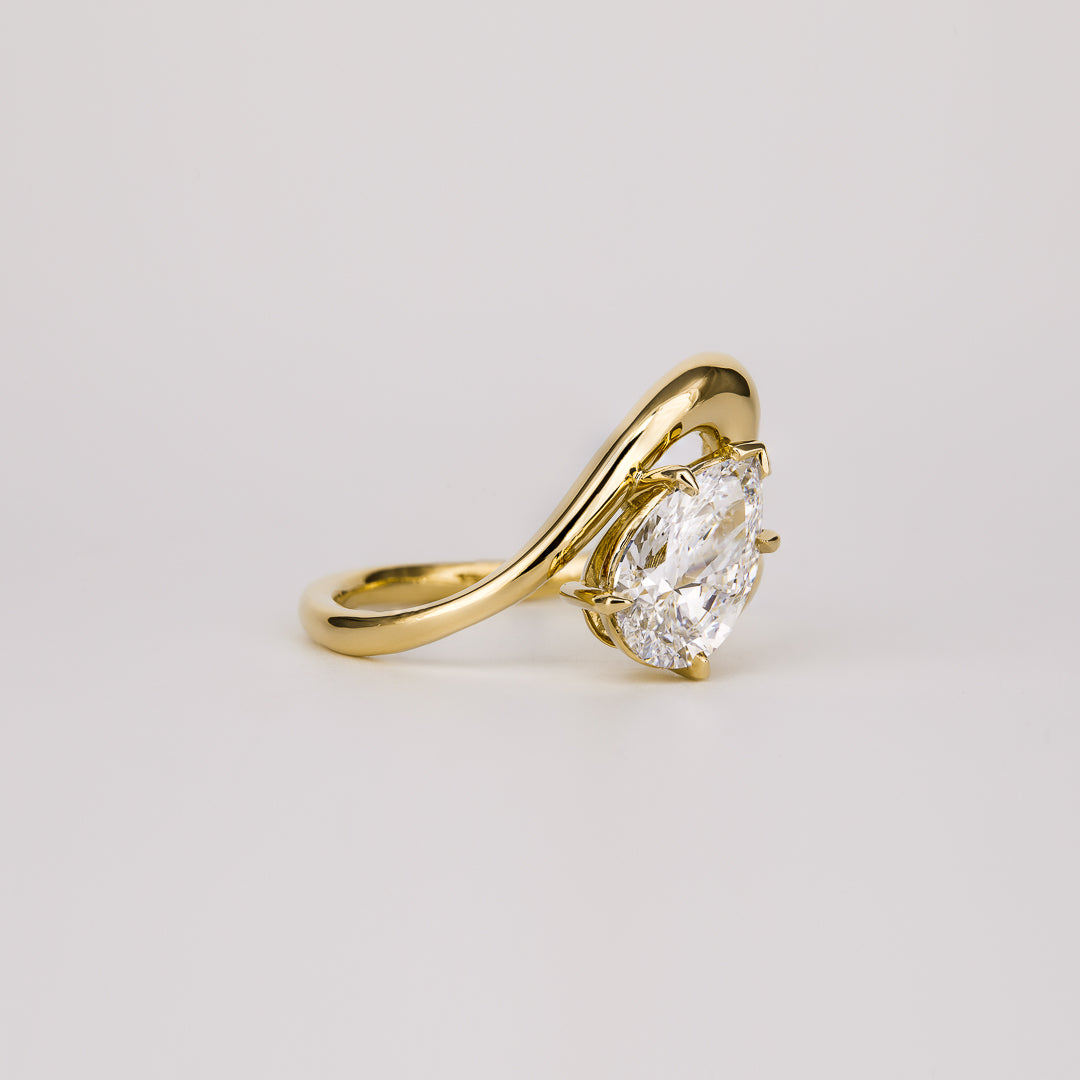 1.54 CT - 3.54 CT Pear Cut Lab grown Diamond Unique Engagement Ring