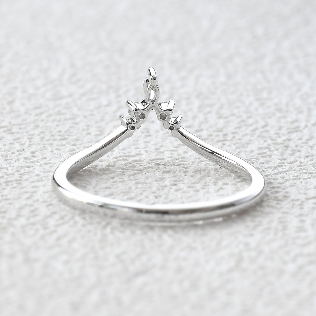0.15 TCW Marquise & Round Moissanite V-Shape Stacking Wedding Band