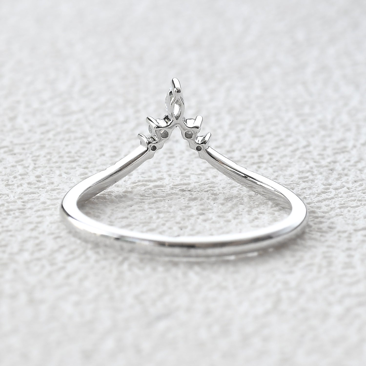 0.15 TCW Marquise & Round Moissanite V-Shape Stacking Wedding Band