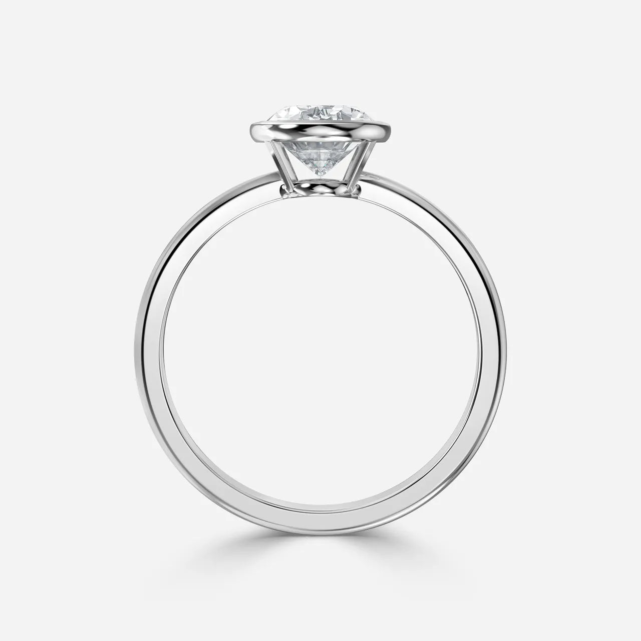 1.5 CT - 2.5 CT Oval Cut Solitaire Bezel Moissanite Engagement Ring