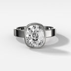 2 CT - 4 CT Elongated Cushion Cut Lab grown Diamond Solitaire Bezel Engagement Ring