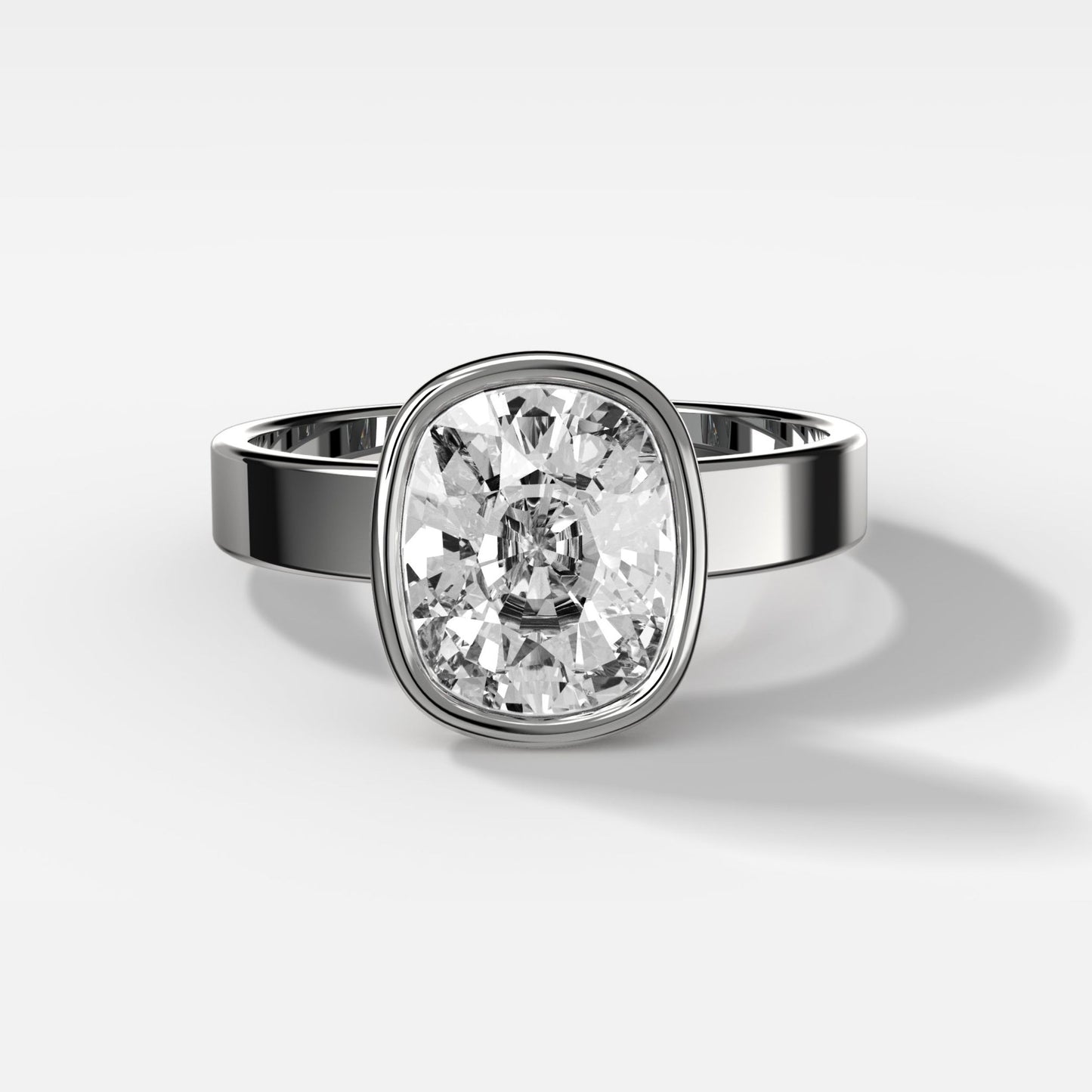 2 CT - 4 CT Elongated Cushion Cut Lab grown Diamond Solitaire Bezel Engagement Ring