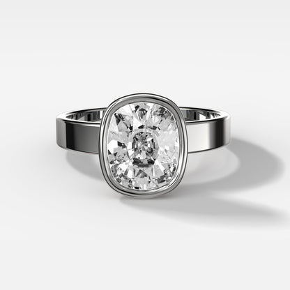 2 CT - 4 CT Elongated Cushion Cut Lab grown Diamond Solitaire Bezel Engagement Ring