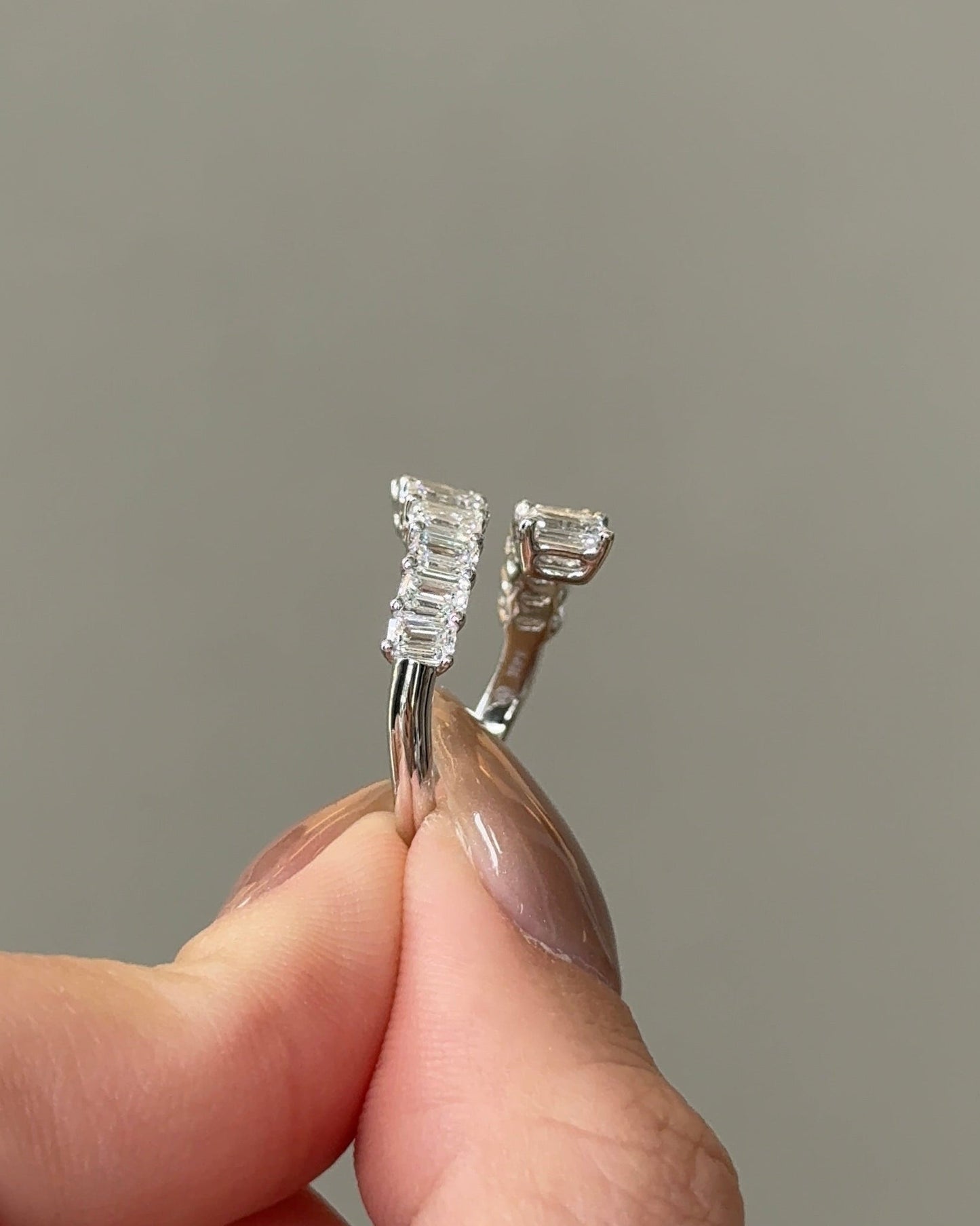 2.18 TCW Emerald CVD Diamond Open Wedding Band