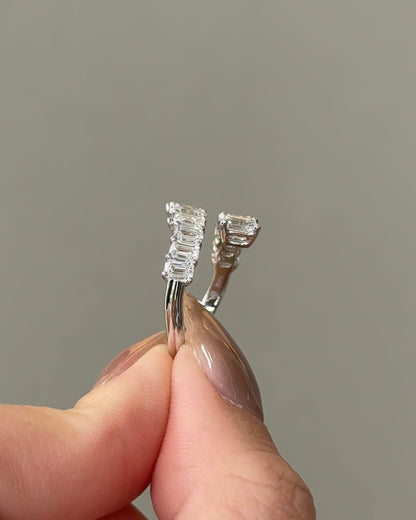 2.18 TCW Emerald CVD Diamond Open Wedding Band