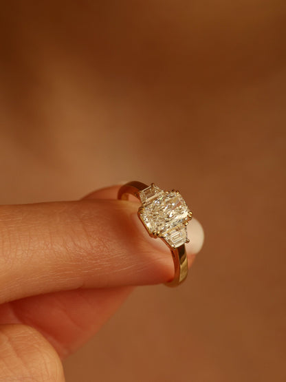 1.5 CT - 3.5 CT Radiant Cut Lab grown Diamond Three Stone Engagement Ring