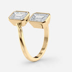 3 TCW Double Emerald Cut Bezel Bypass Moissanite Engagement Ring