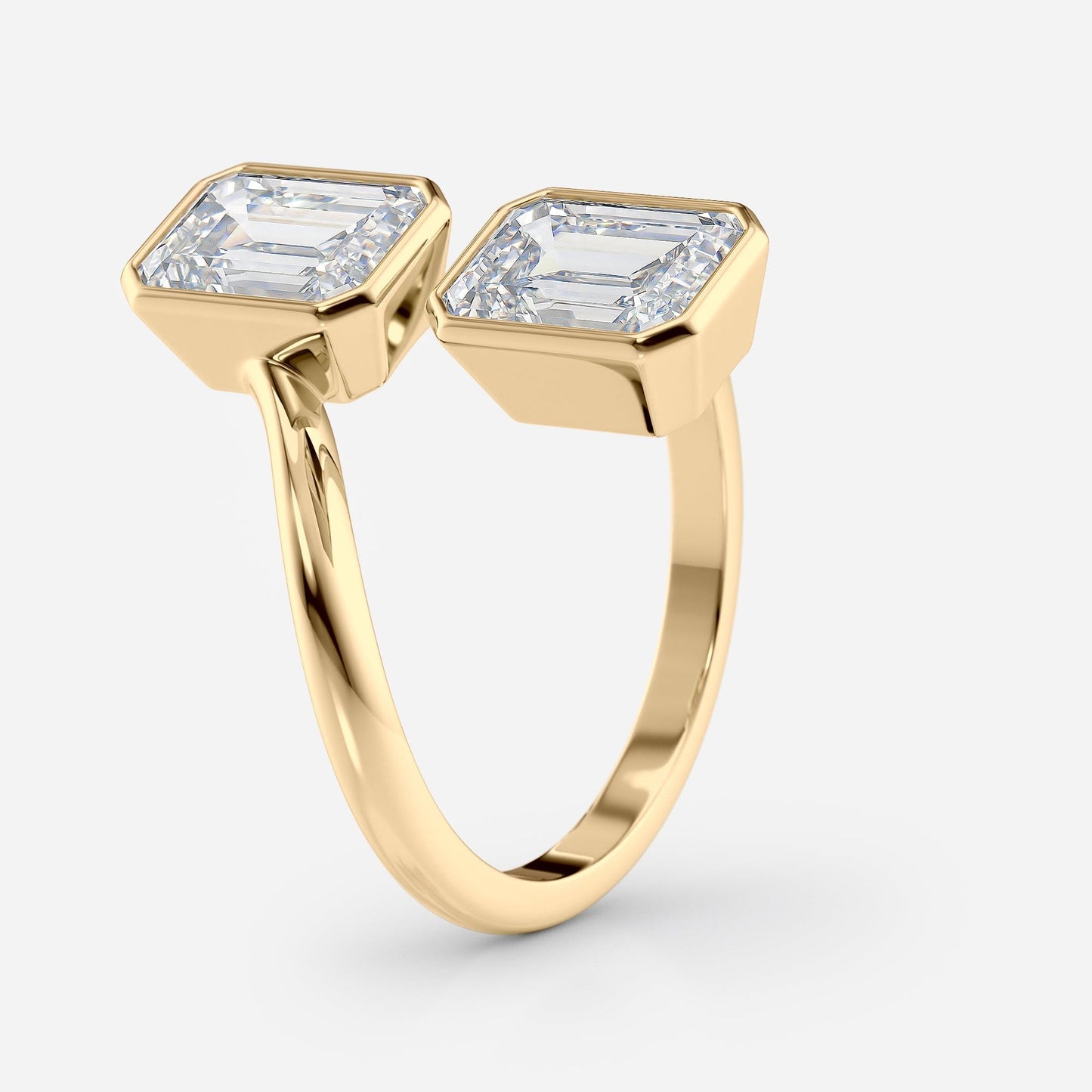 3 TCW Double Emerald Cut Bezel Bypass Moissanite Engagement Ring