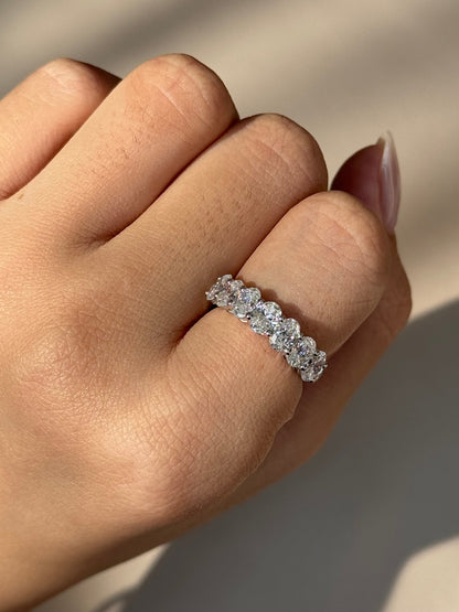 2.1 TCW Oval CVD Diamond Half Eternity with Shared Prong Wedding Band