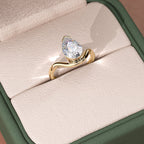 2 CT Pear Cut Half Bezel Floating Solitaire Moissanite Engagement Ring