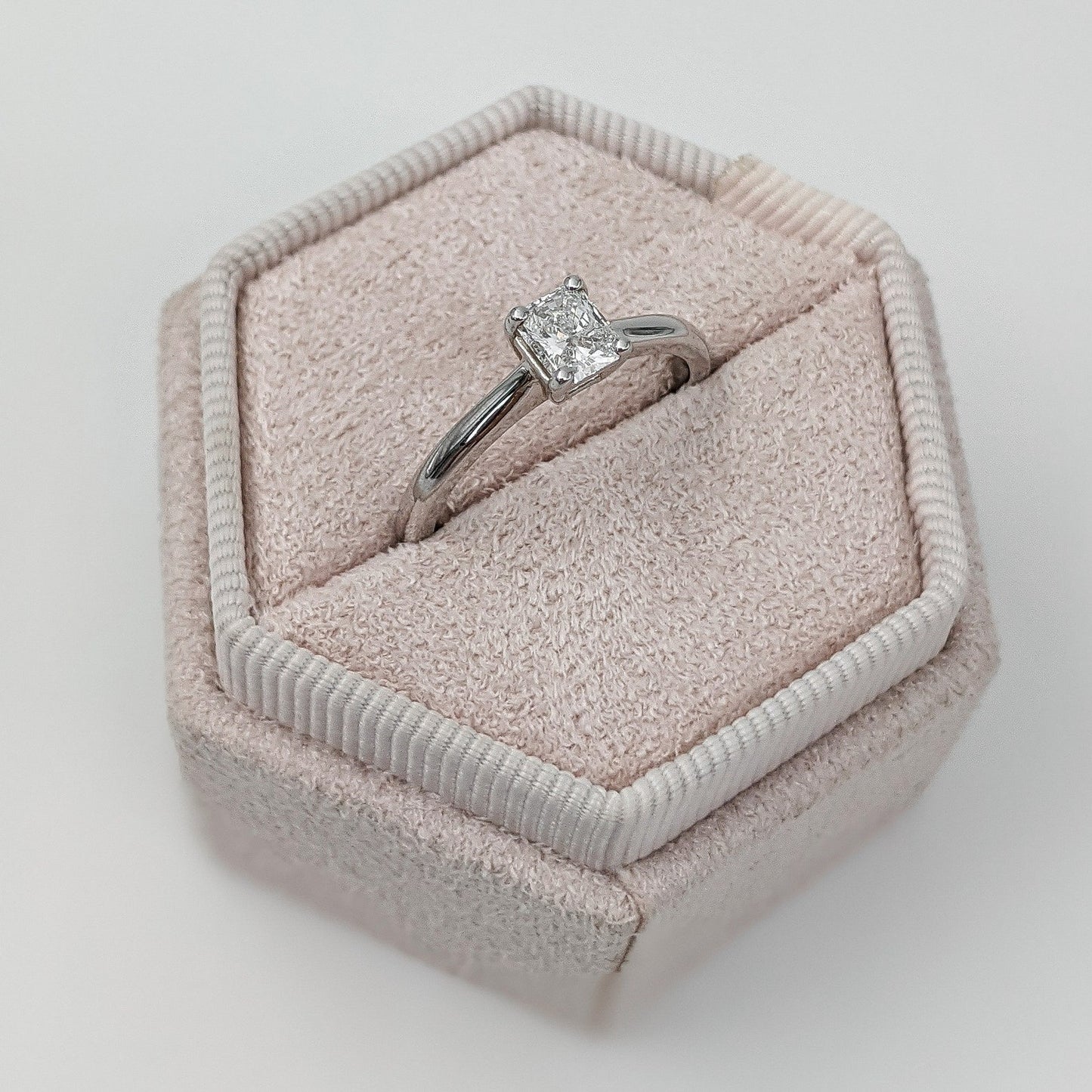 0.46 CT Radiant Cut Solitaire Moissanite Engagement Ring