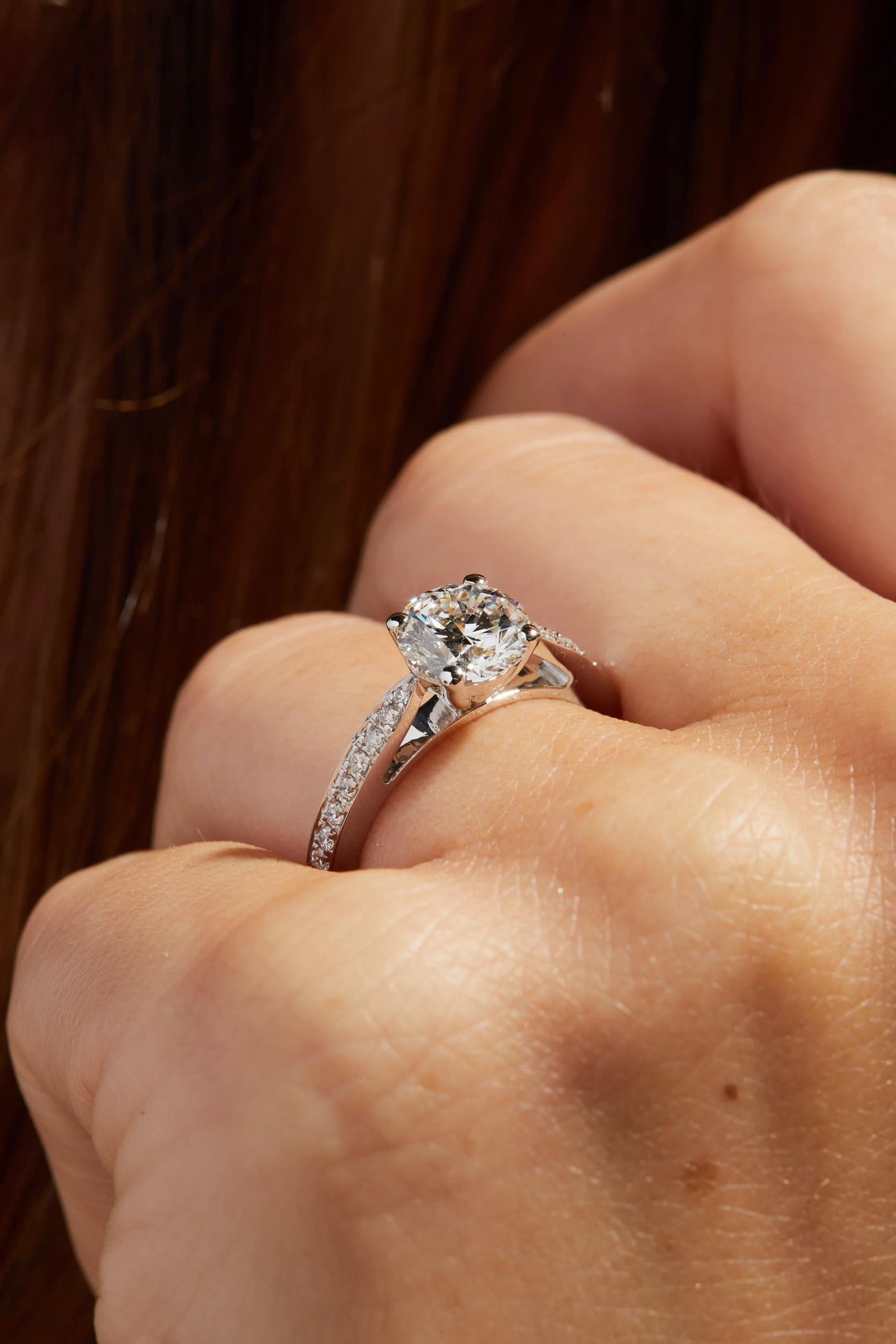 1.5 CT Round Cut Pave Unique Moissanite Engagement Ring