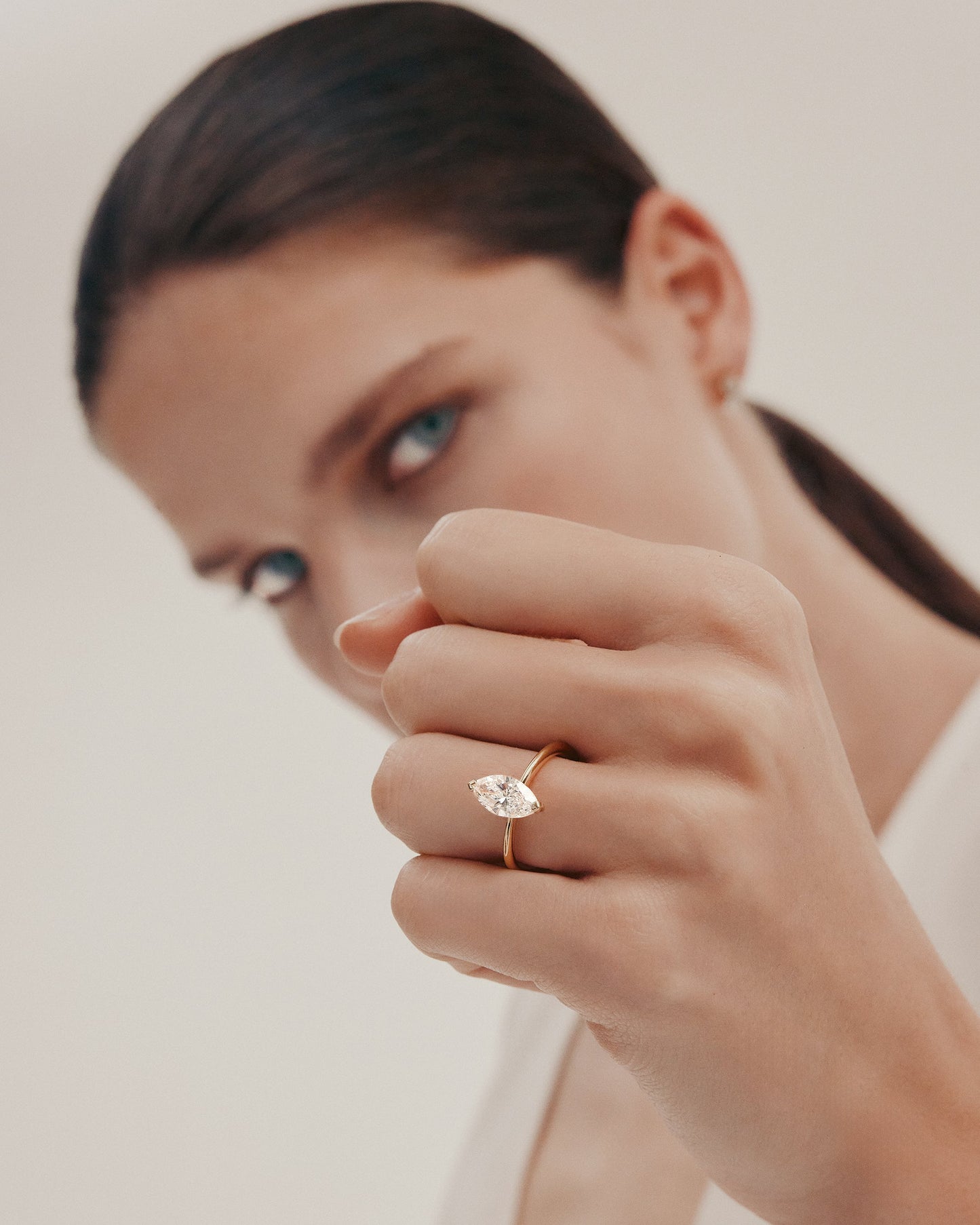 1.6 CT - 2.6 CT Marquise Cut Lab grown Diamond Two Prong Solitaire Engagement Ring