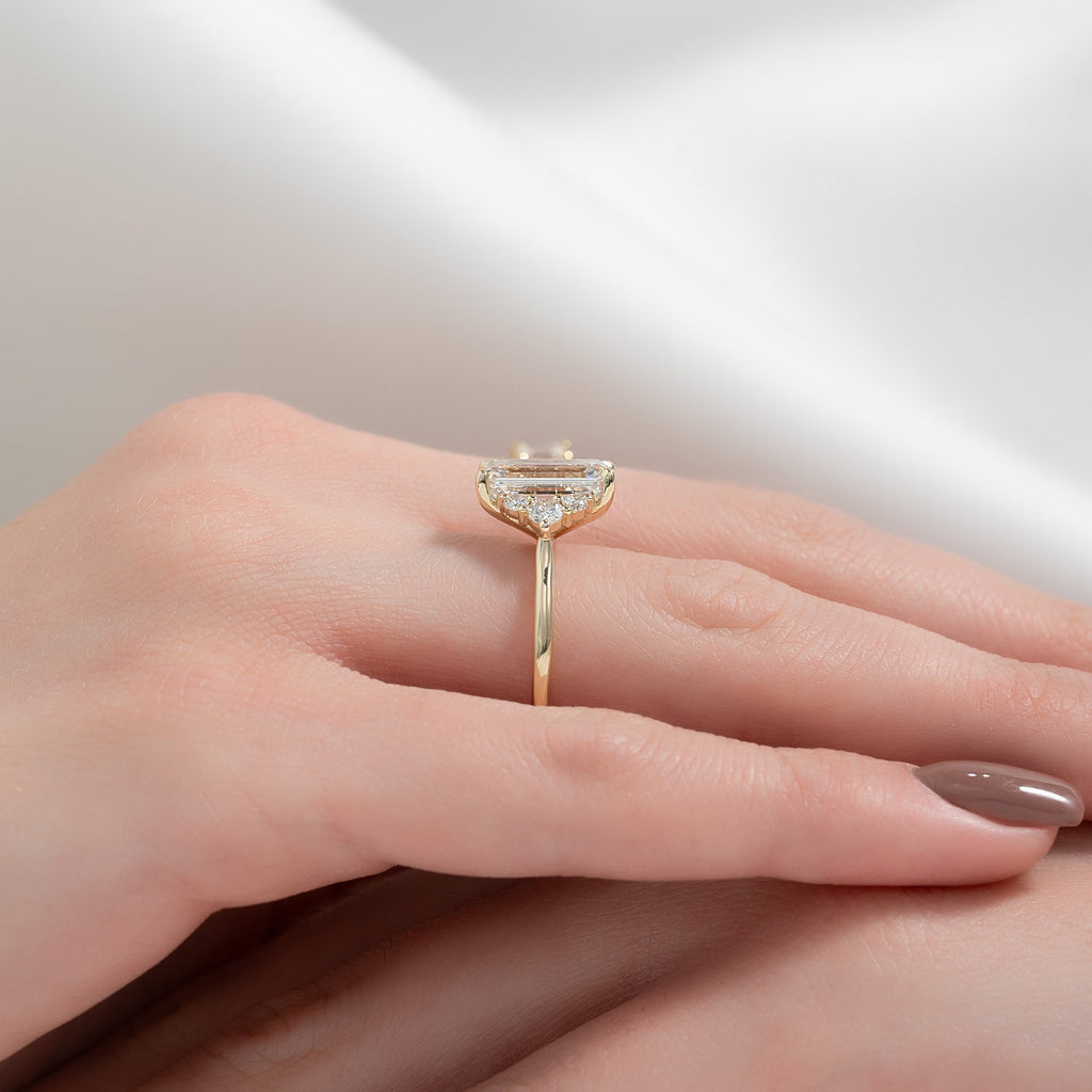 2.5 CT - 3.5 CT Emerald Cut Cluster Moissanite Engagement Ring