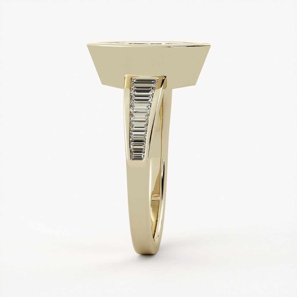 1.75 CT Marquise Cut Lab grown Diamond Bezel & Pave Setting Engagement Ring