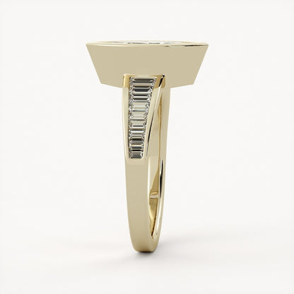 1.75 CT Marquise Cut Lab grown Diamond Bezel & Pave Setting Engagement Ring