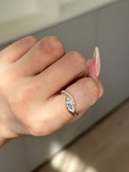 1.1 CT Marquise Cut Lab grown Diamond Twisted Pave Engagement Ring