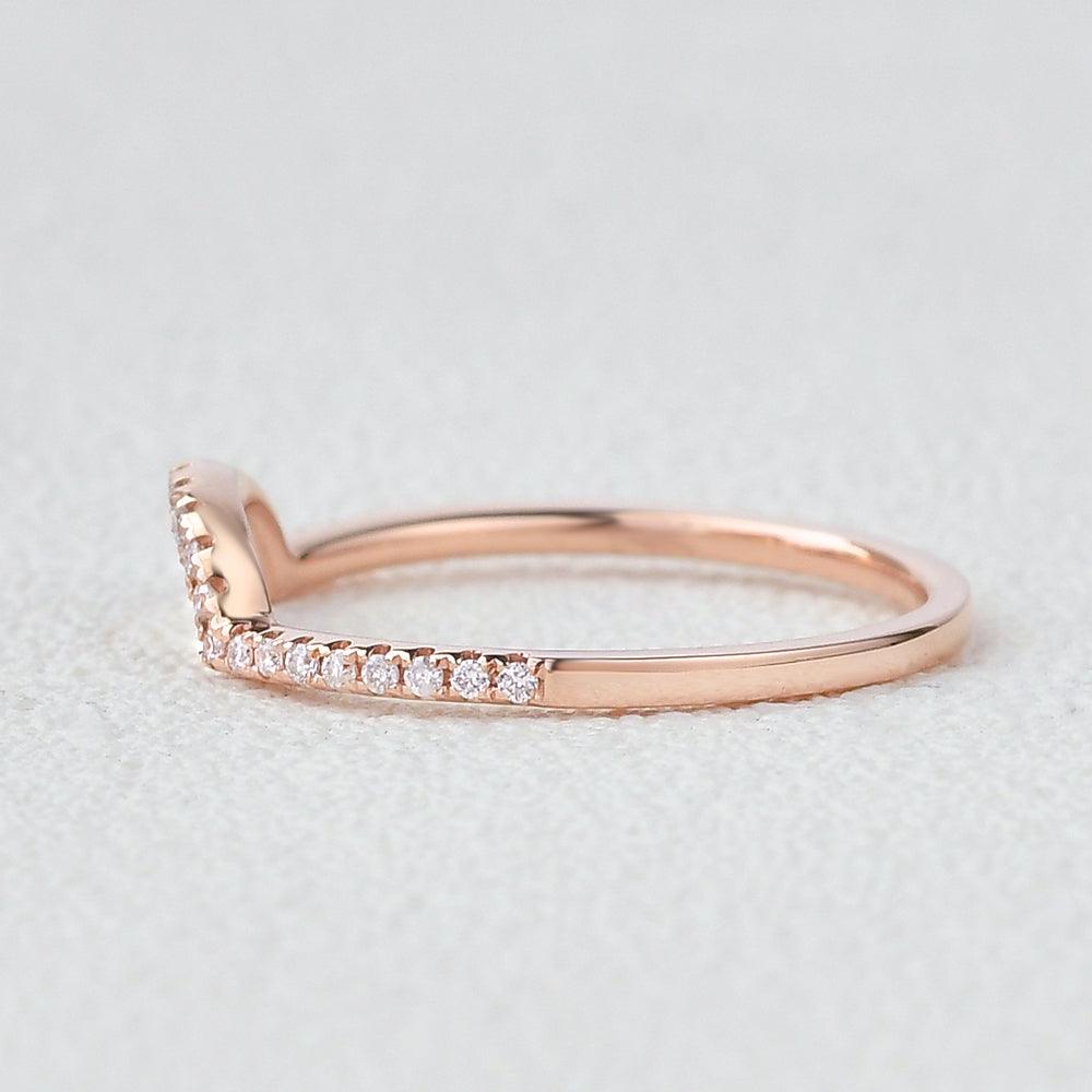 0.1 TCW Round Moissanite Curved Half Eternity Wedding Band