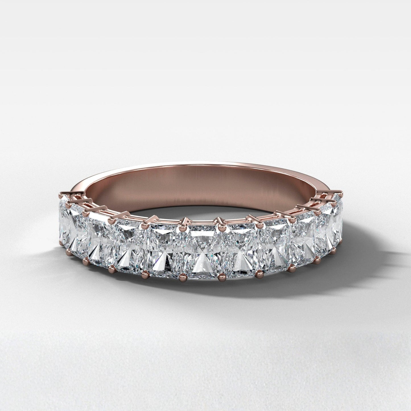 1.4 TCW Radiant CVD Diamond Petite Shared Prong Wedding Band