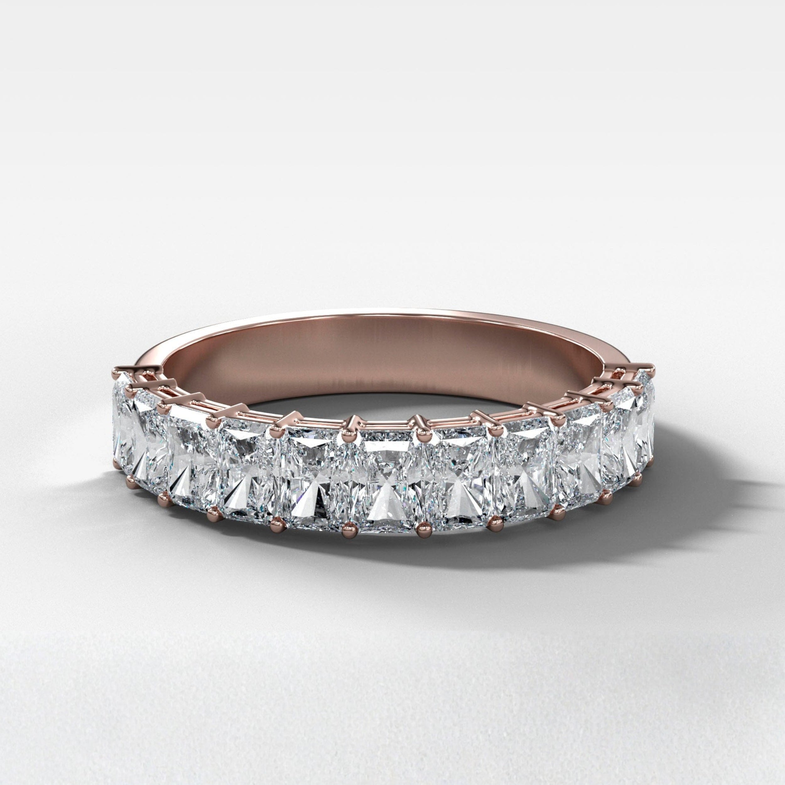 1.4 TCW Radiant CVD Diamond Petite Shared Prong Wedding Band