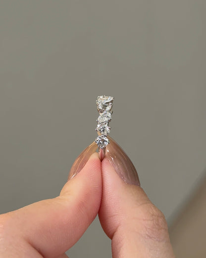 1.33 TCW Mix Fancy CVD Diamond Half Eternity Wedding Band