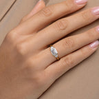1.5 CT Emerald Cut Three Stone Moissanite Engagement Ring