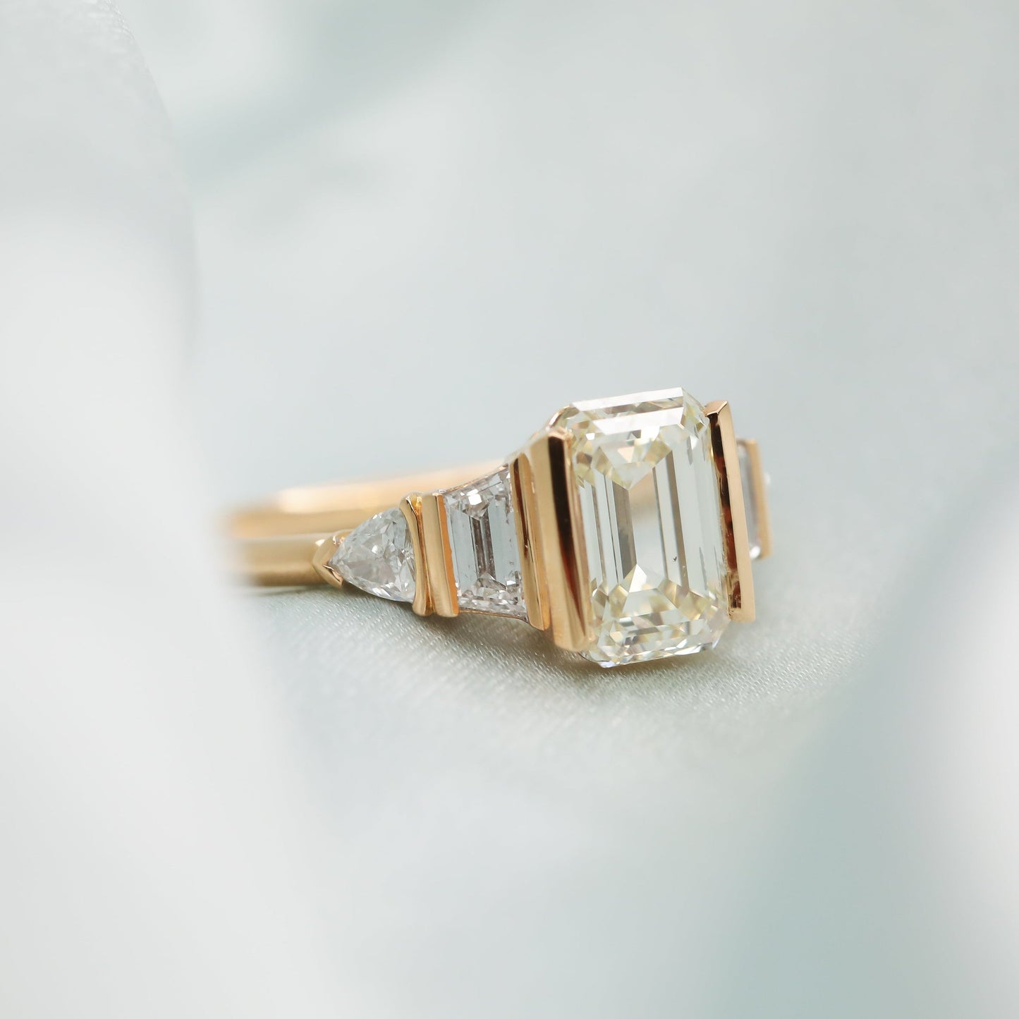 2.01 CT Emerald Cut Lab grown Diamond Five Stone Engagement Ring