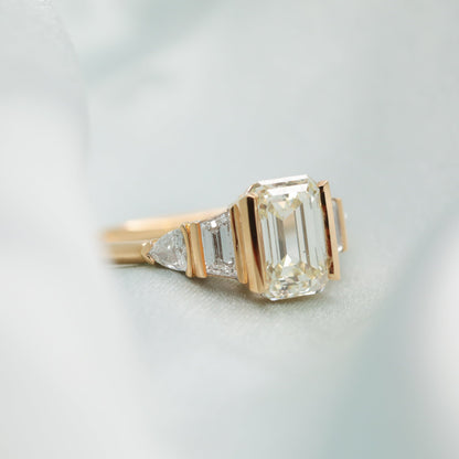 2.01 CT Emerald Cut Lab grown Diamond Five Stone Engagement Ring