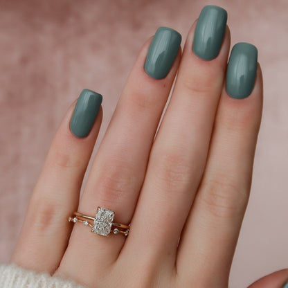 2.5 CT Radiant Cut Hidden Halo Moissanite Solitaire Bridal Set