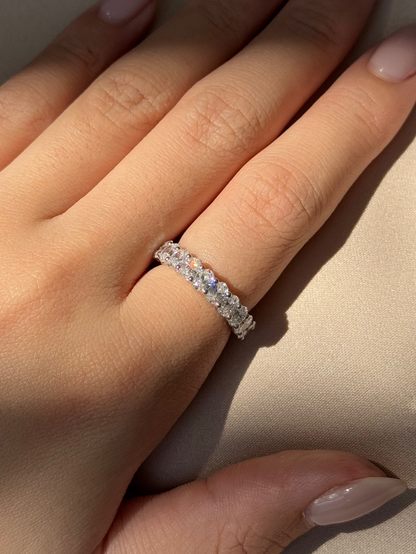 1.67 TCW Oval CVD Diamond Half Eternity with Shared Prong Wedding Band