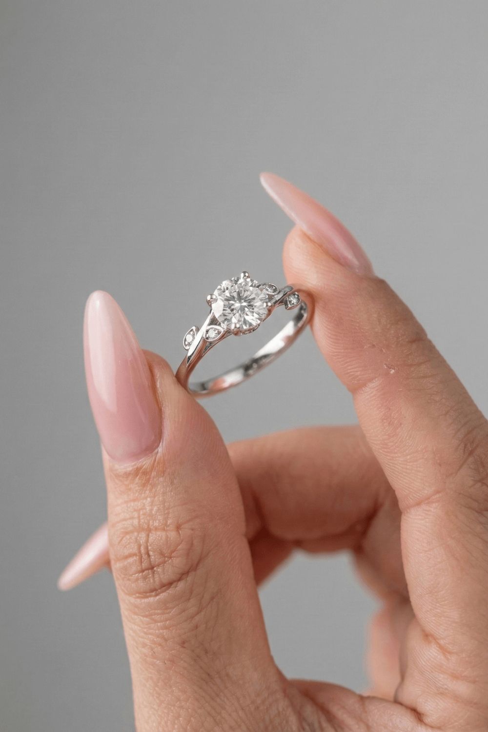 Round Cut Nature Inspired Moissanite Engagement Ring