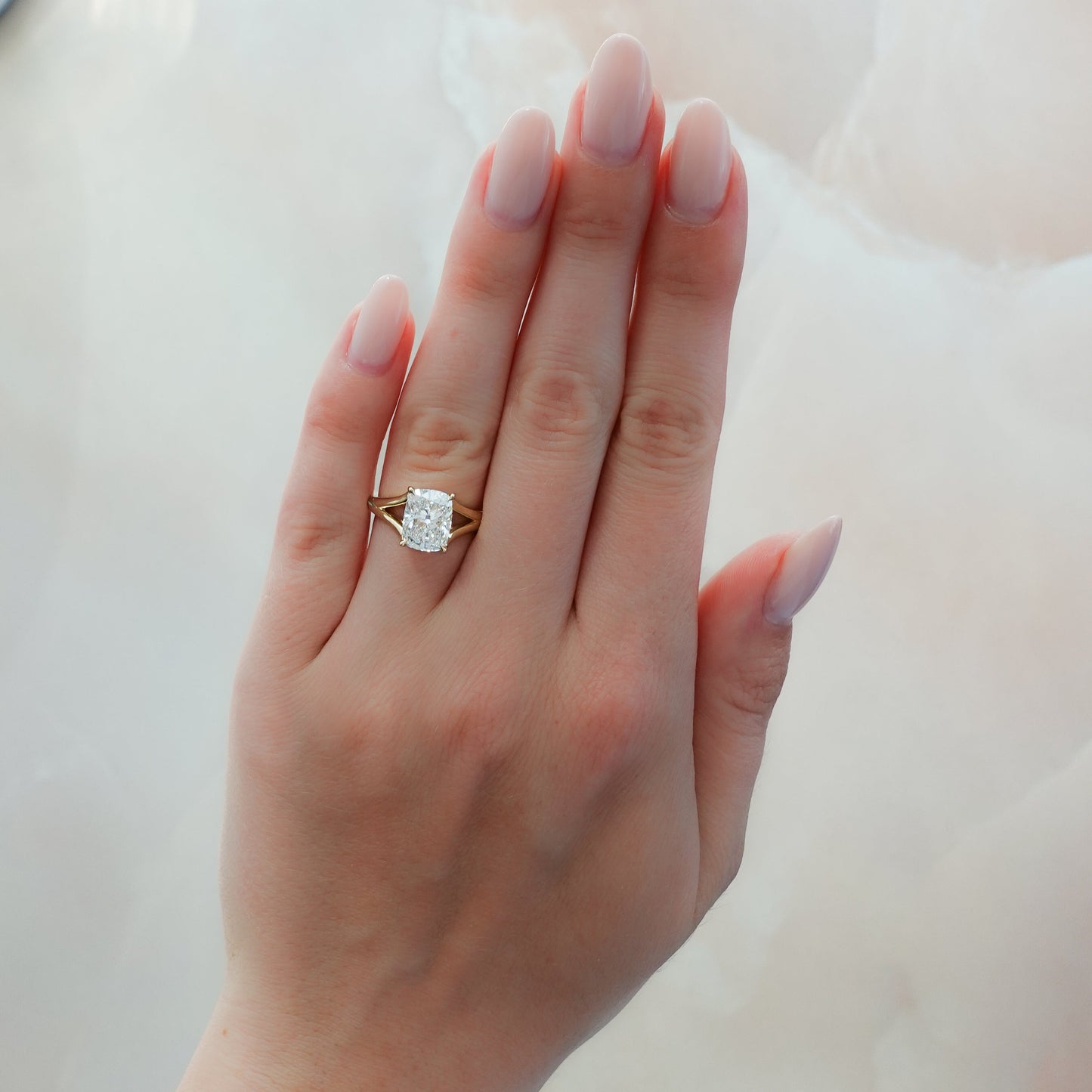 1 CT - 3 CT Elongated Cushion Cut Lab grown Diamond Split Shank Engagement Ring