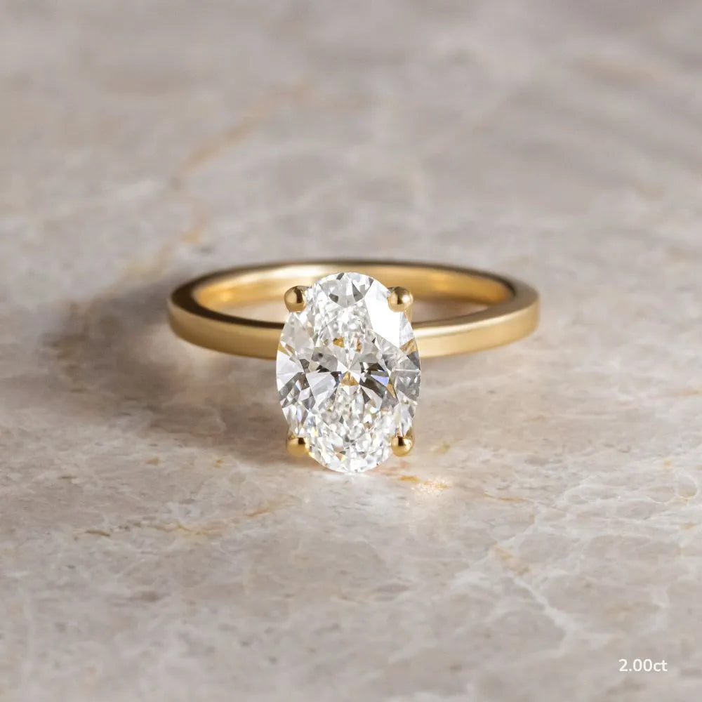 2 CT - 3 CT Oval Cut Hidden Halo Moissanite Engagement Ring