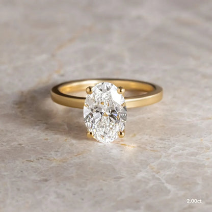 2 CT - 3 CT Oval Cut Hidden Halo Moissanite Engagement Ring